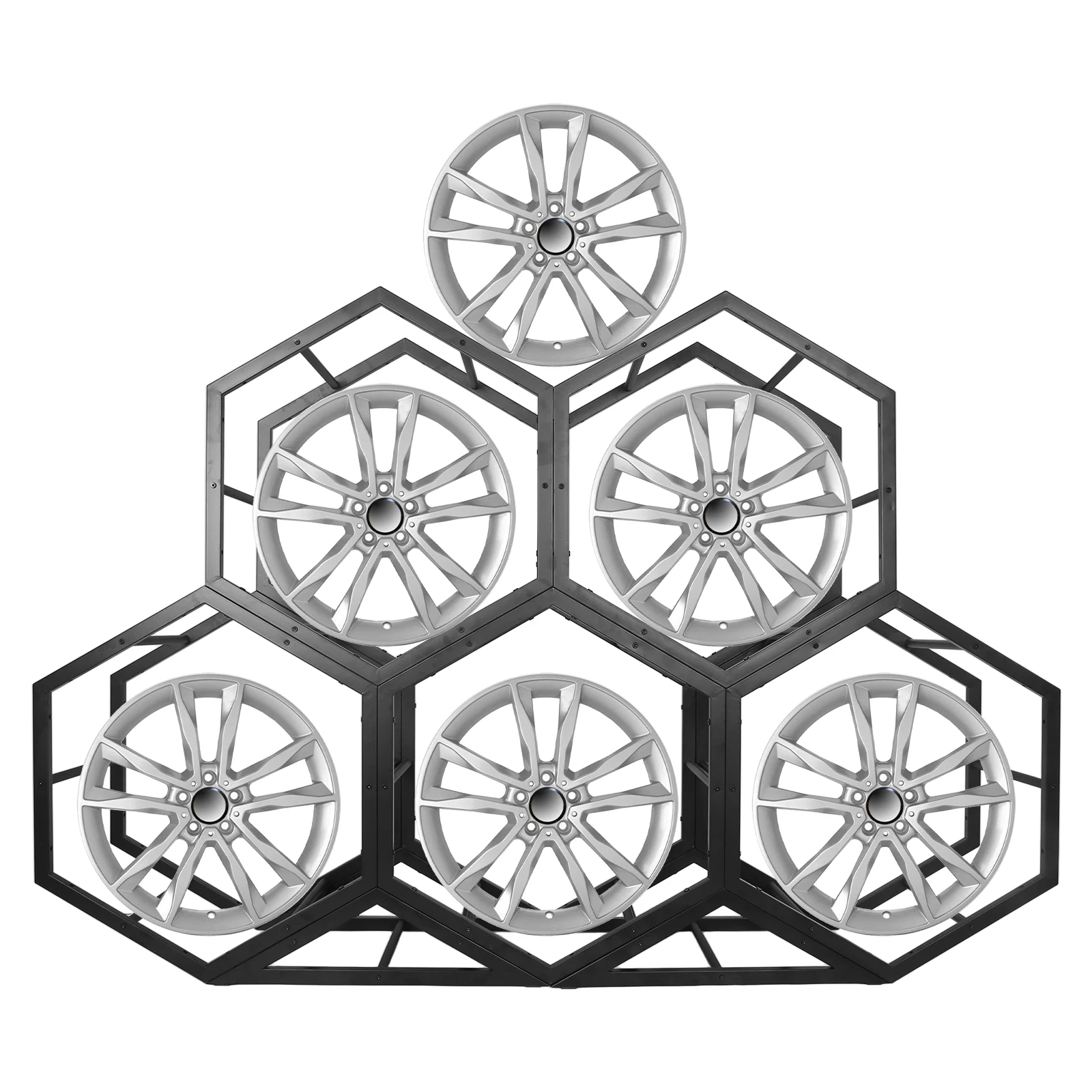 

Маленькая шестиугольная подставка для хранения колесных дисков, штабелируемая, износостойкая, для тюнинг-центра/гаража