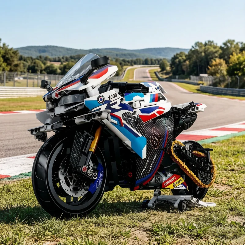 715 piezas MOC 1:8, juego de bloques de construcción de motocicleta, modelo de supermoto, kit técnico de carreras, juguetes de ensamblaje para niños, regalos para niños y varones