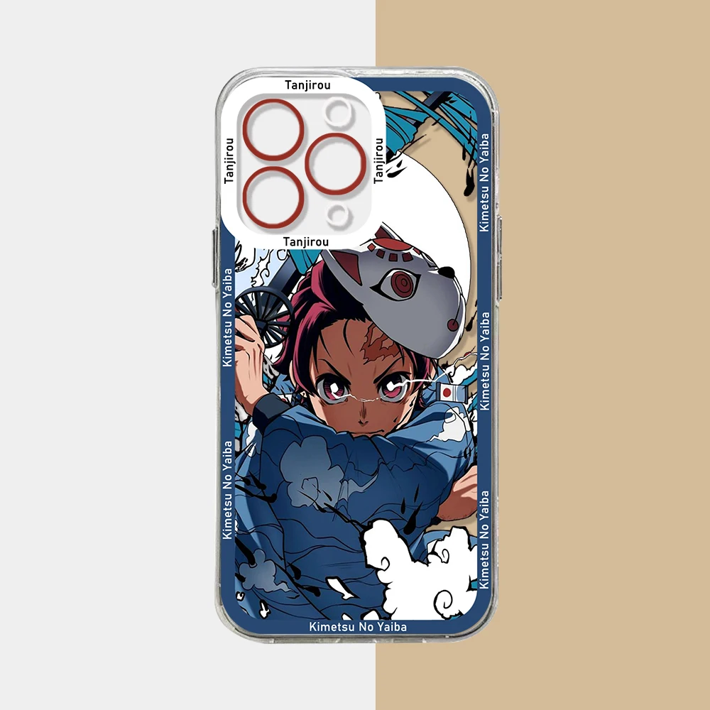 Classic  Anime Demon Slayer Phone Case For iPhone 15 14 13 12 11 Mini Pro Max X XR XSMax 6S 6 7 8 Plus SE20 Transparent Cover