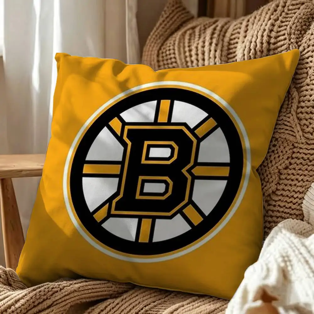 Cool B-Boston B-Bruins Square Double-Sided Printed Pillow Case Sofa Cushion Cover Bedroom Bedside Decor