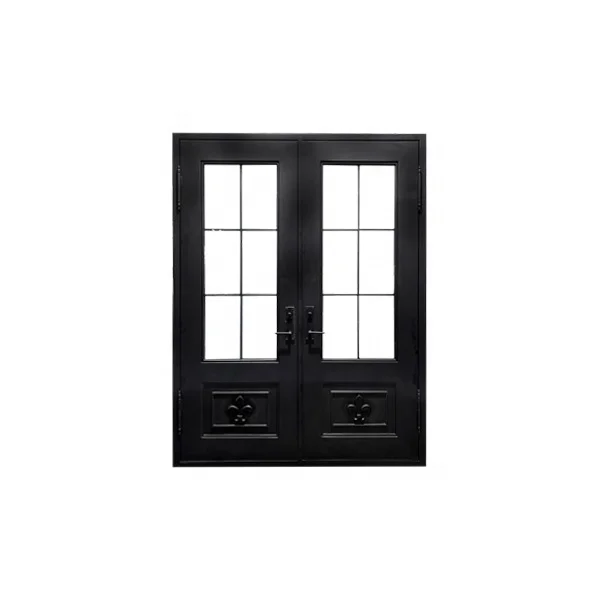 Puerta francesa de hierro forjado de lujo moderna con Material de acero estilo oscilante de vidrio templado para puertas de entrada interiores y exteriores