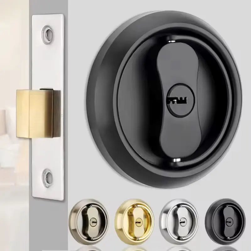 Stainless Steel Double-Sided Pull Ring Lock With Key Sliding Door Lock Invisible Door Lock Multiple Types Available