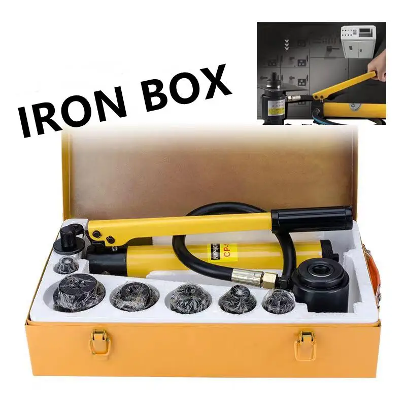 

Portable 15T Stainless Steel Hydraulic Puncher Manual Hand Tools Kit Hydraulic Pump Knockout Hole Digger Press Hole PunchingTool