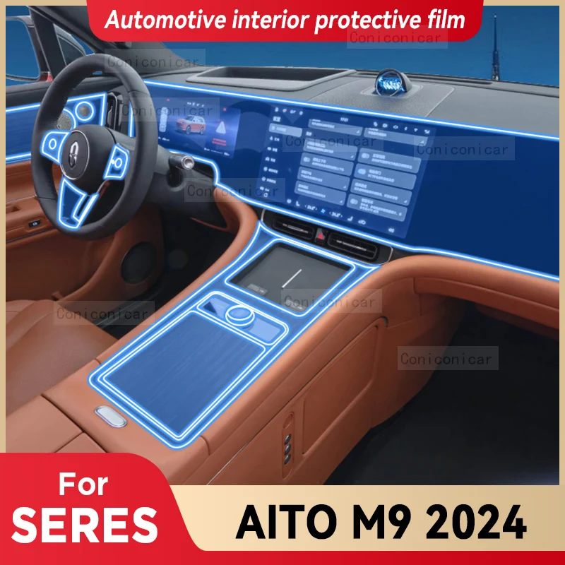 For SERES AITO M9 EV 2024 Car Interior Center Console Screen Protective Film Anti-scratch Repair Sticker Accessories