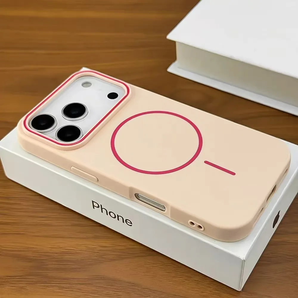PremiumContrast Magnetic Matte Phone Case for iPhone 17 16 15 14 13 12 11 Pro Max Plus Fine Circle Shockproof Protective Case
