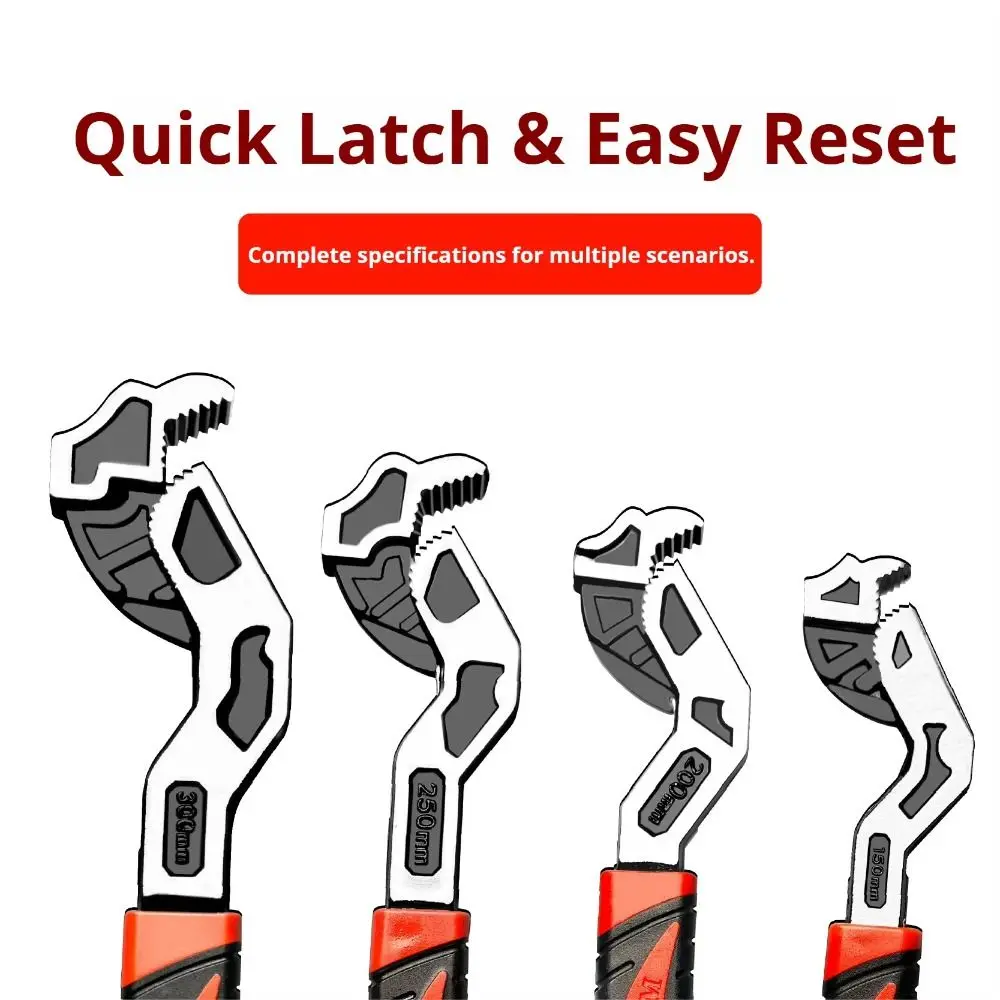 

Stainless Steel Universal Plumber Wrench Quick Snap Adjustable Jaw Self Locking Wrench Various Sizes Self-Locking Design