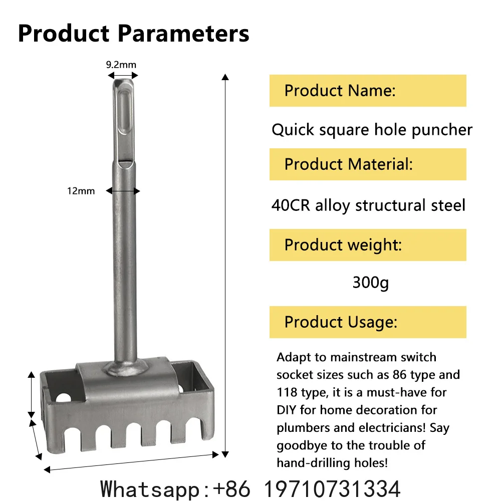 Square Hole Cutter Wall 86-type Square Socket Puncher Slot Cutter High Carbon Steel Saw Puncher Hand Tools For Electric Hammer