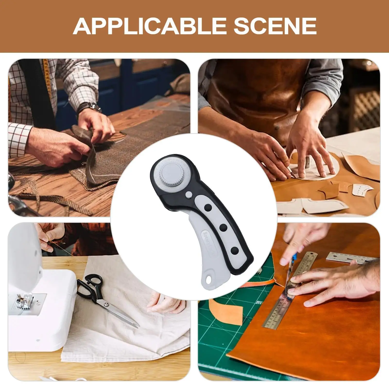 قاطع دوار للنسيج 45 مللي متر قاطع قماش دوار للمواد السميكة أداة خياطة اللحف مع قفل أمان لوازم الخياطة الصغيرة لـ