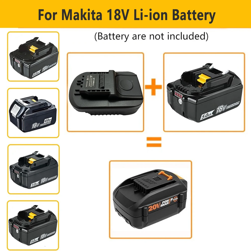 Imagem -06 - Conversor Adaptador de Bateria para Makita Li-ion Battery Convert Ferramentas Elétricas Pin Mt18worx 18v