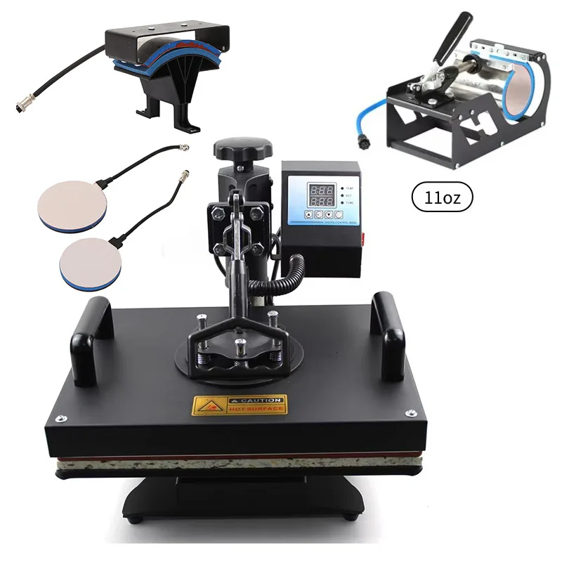 Heat Transfer Hot Stamping Machine 38 x 38 cm 5-in-1 Multi-Functional Combination Hat Clothes Cup Shake Head Heat Press