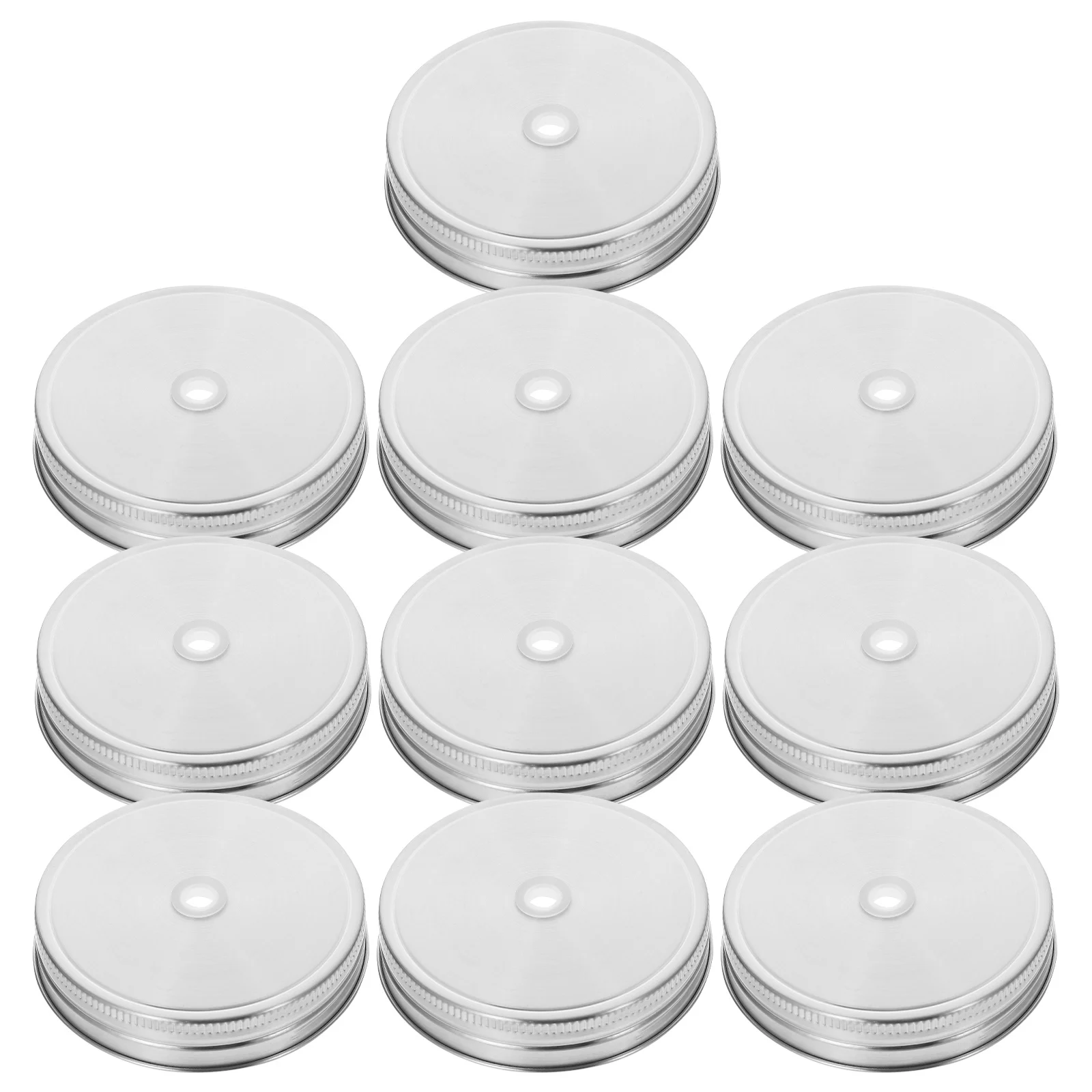 Tampa de aço inoxidável com buraco de palha, tampa hermética selada para beber chá, suco de café, tampas de armazenamento de cozinha reutilizáveis com 10 peças