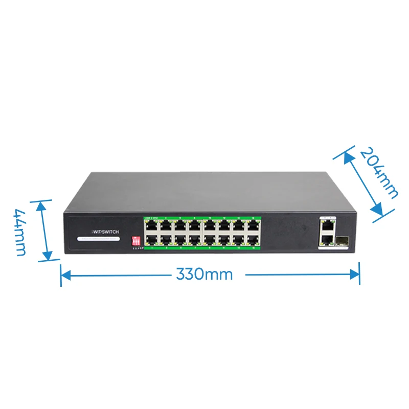 

16 18 Ports Network Switch PoE 16 port 100Mbps PoE 2 Gigabit Uplink 1 Gigabit SFP PoE Switch DIN RAIL for CCTV