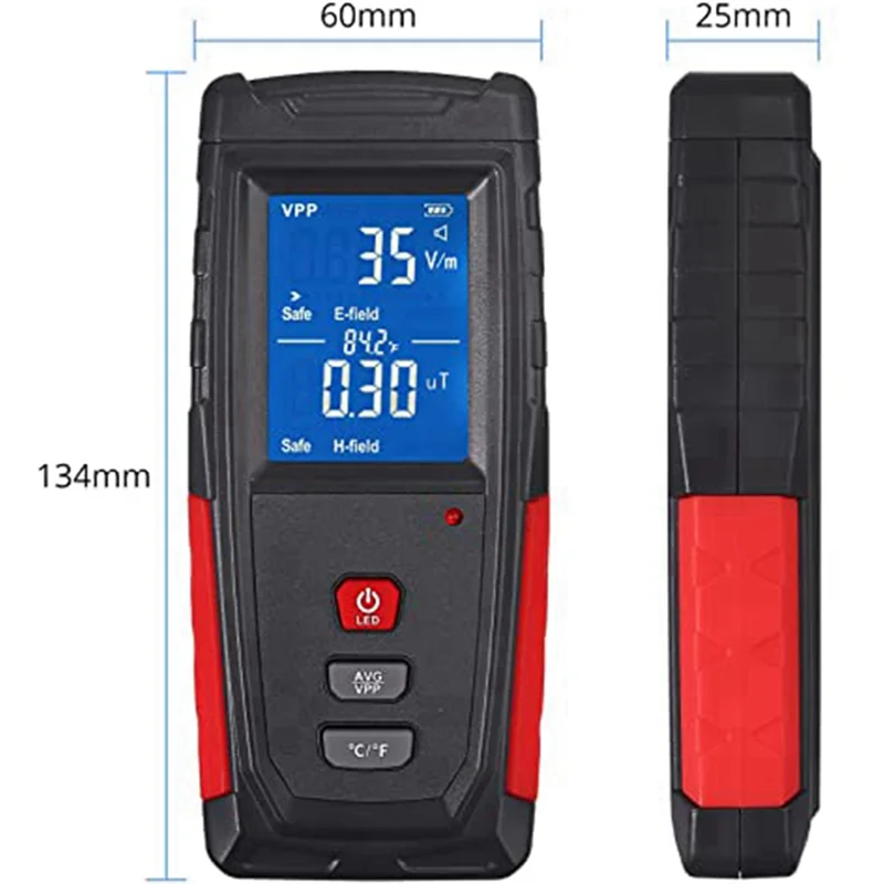 【VENDA RÁPIDA】 1 conjunto de testador EMF de alarme de som e luz (1-1999V/M, 0,01-99,99Μt) Mini display digital LCD Sensor de radiação embutido Re