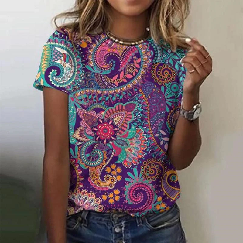 Summer Casual Vintage Women's T-shirts Ladies 3D Print Butterfly O-Neck T Shirt Female Fashion Loose Short Sleeve Tops Tees