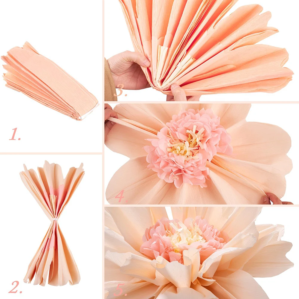 8 Stück Riesige Seidenpapier-Blumen Große Krepppapier-Blumen Dekorationen für Zuhause Muttertag Geburtstag Hochzeit Blumen-Hintergründe – Detail 11
