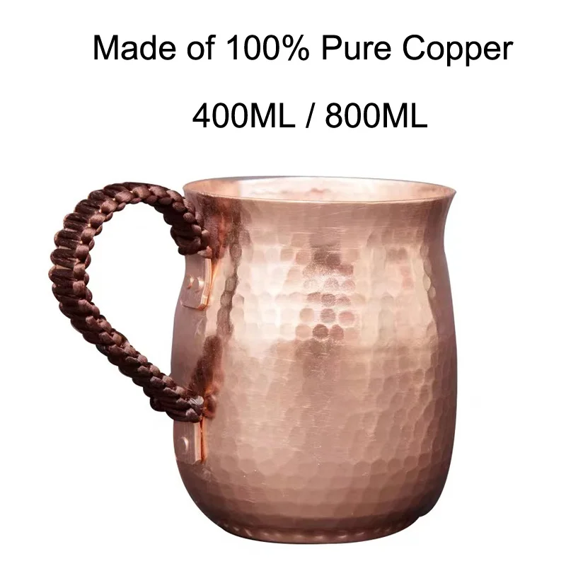 Pure Copper Latte Pitcher, Hot Milk Cup, Copper Mug, Water Pots, Kettles, Hammer Handcraft Drinkware, Tableware, 400ml, 800ml