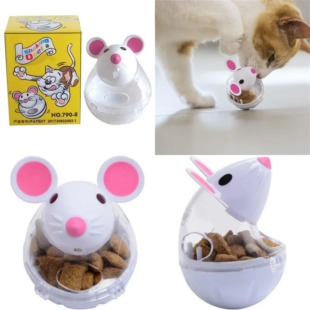 Cat Food Toy Ball Plastic Cat Mice Tumbler Design Beautiful Exercise Training Toys Food Dispenser Treat Toy Fun Interactive