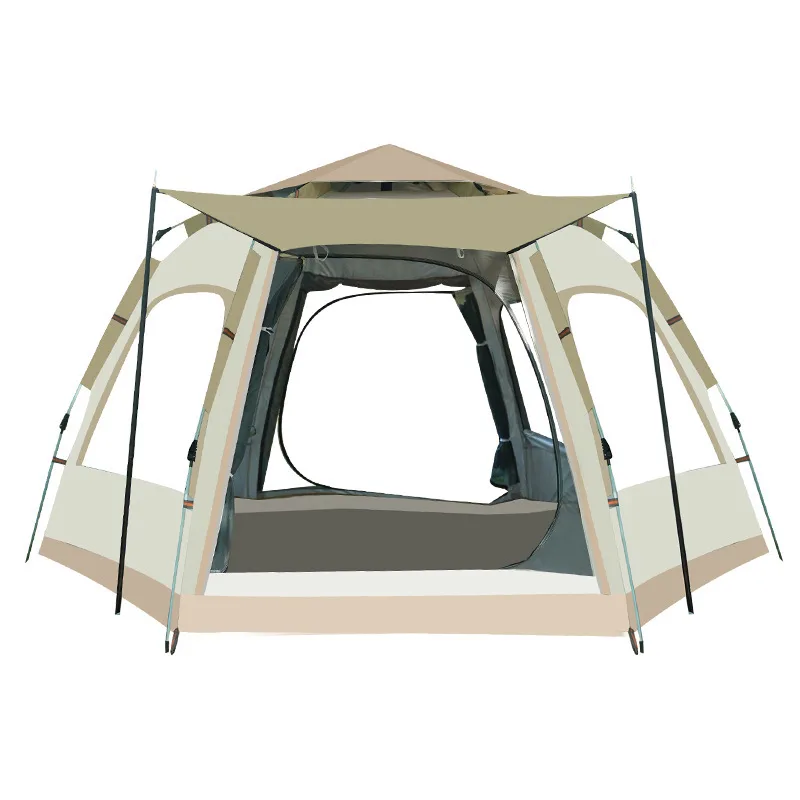 

Outdoor camping tent 3-4 people hexagonal automatic folding fast open canopy thickened rainproof self-driving equipment