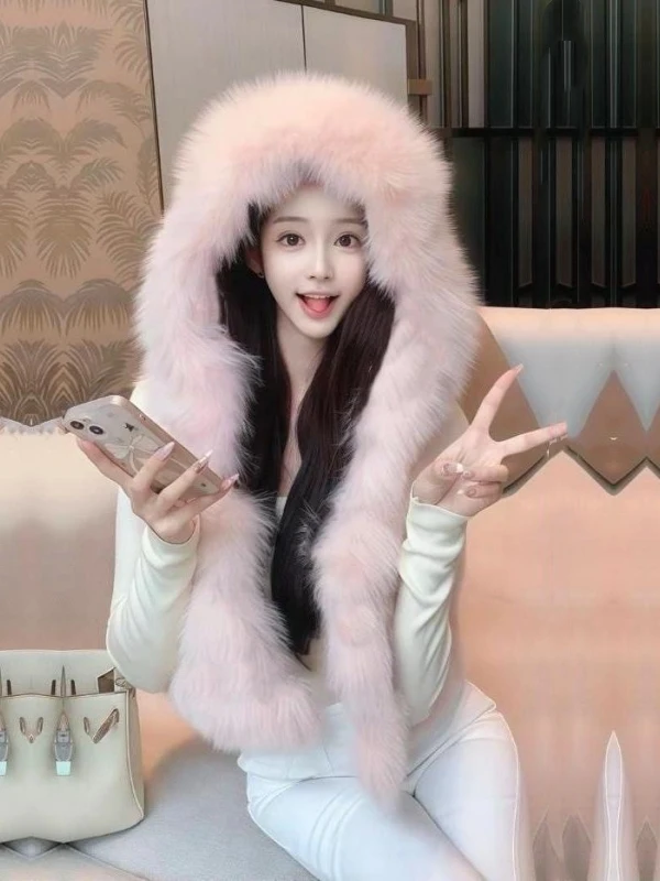 

2025 Winter Faionable ort Fur Vest Women's Eco-friendly Leather Jaet Hooded Warmth All-matching Sle Korean Commute