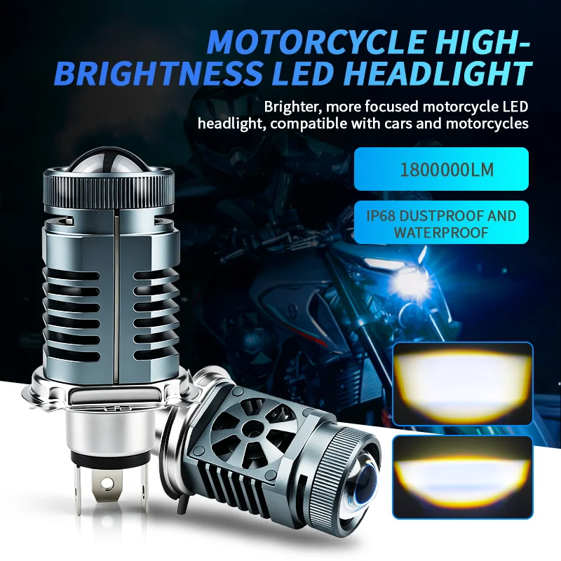 H4 HB2 Car Motorcycle Headlight Bulb, M3 LED Hi/Lo Beam Canbus No Error, CSP Fanless Auto Moto Headlamp 9003 LED Light