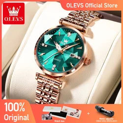 OLEVS-Relógio Quartzo Impermeável em Aço Inoxidável Feminino, Relógios de Luxo Fashion, Escala Zircão, Cronógrafo Data, 5536