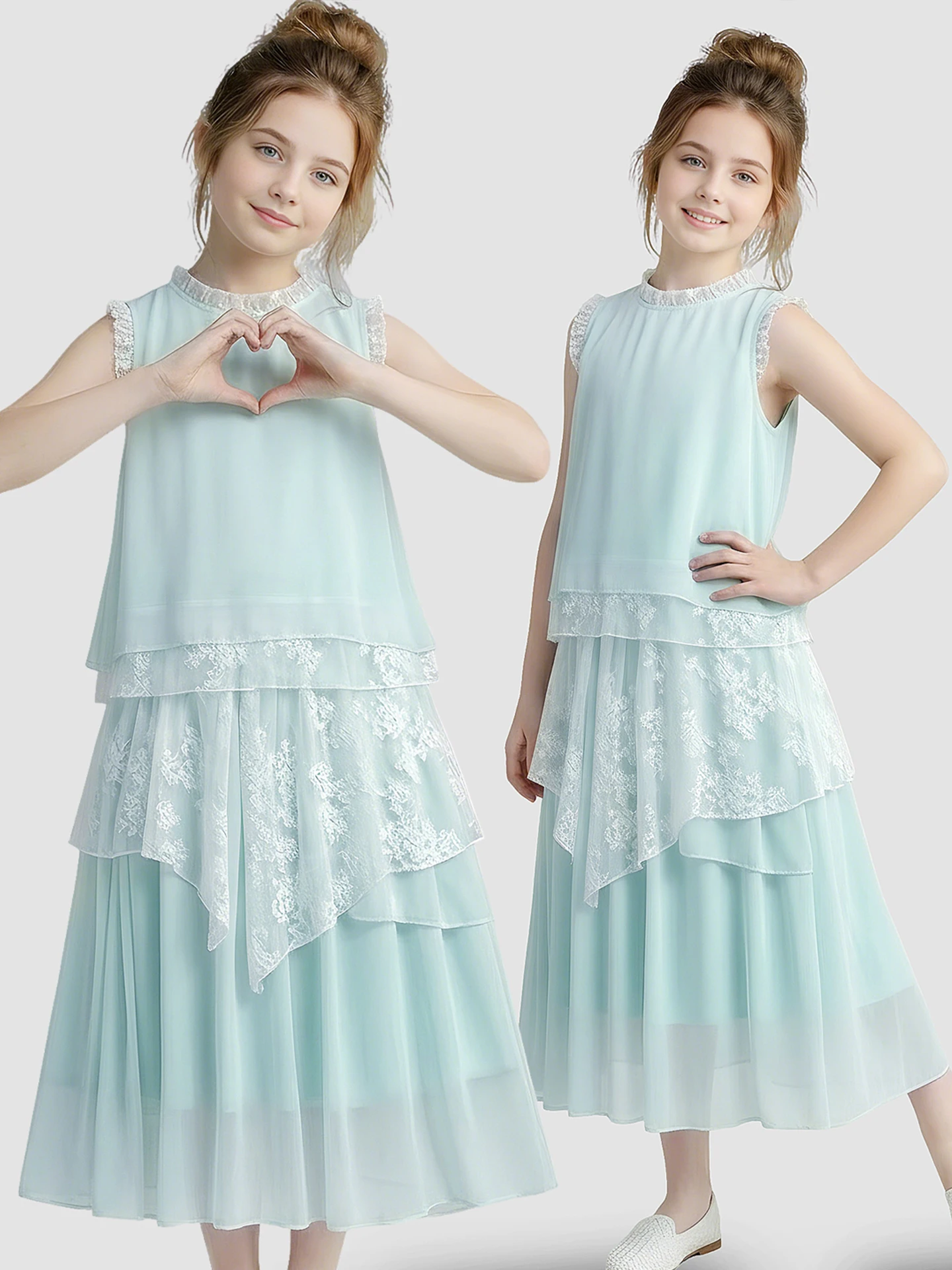 girls-pure-color-summer-new-style-thin-chiffon-sleeveless-princess-dress-children's-clothing-tourist-soft-sweet-a-line-skirt