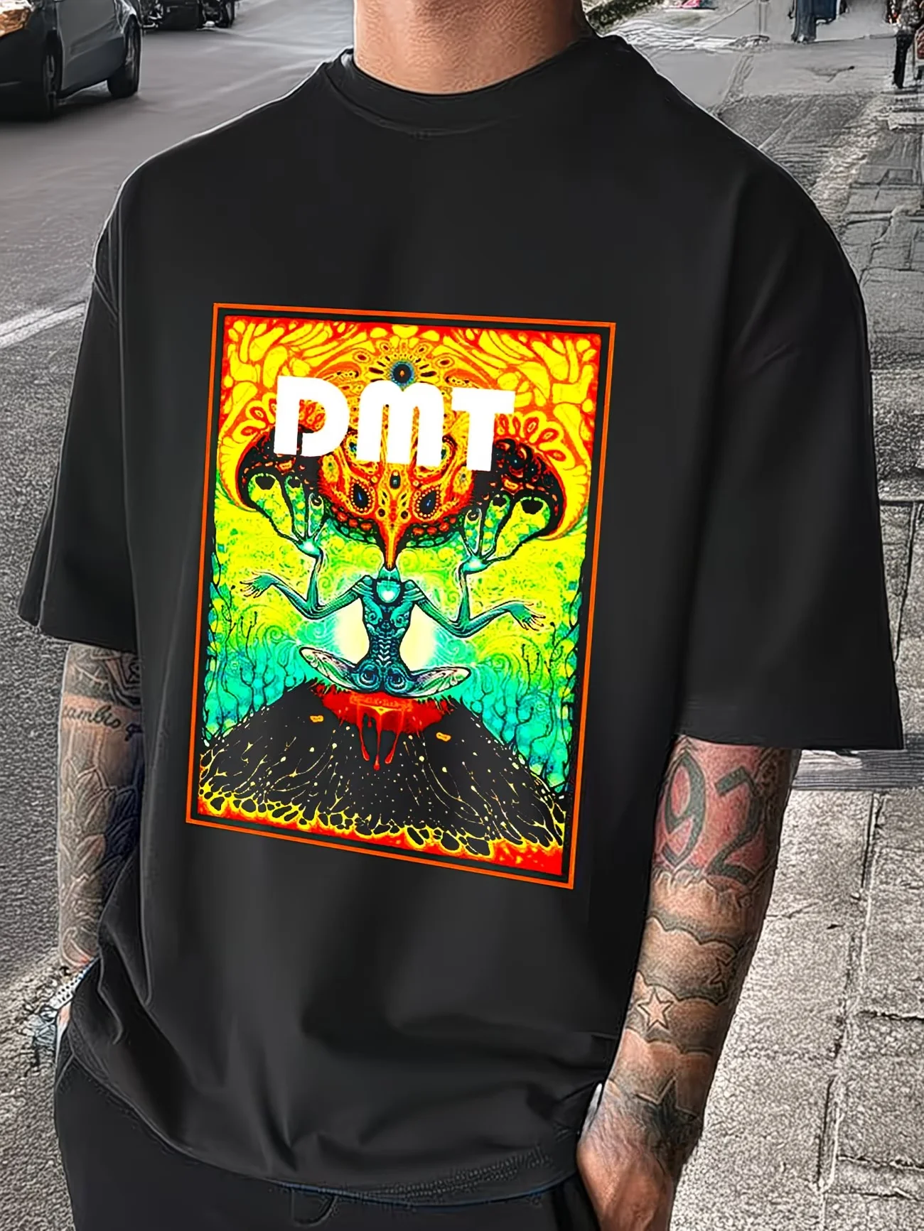 Camiseta Gráfica Psicodélica DMT de Algodón para Hombre, Estilo Urbano, Oversize, Hip Hop, Novedosa, Casual y de Moda para Verano