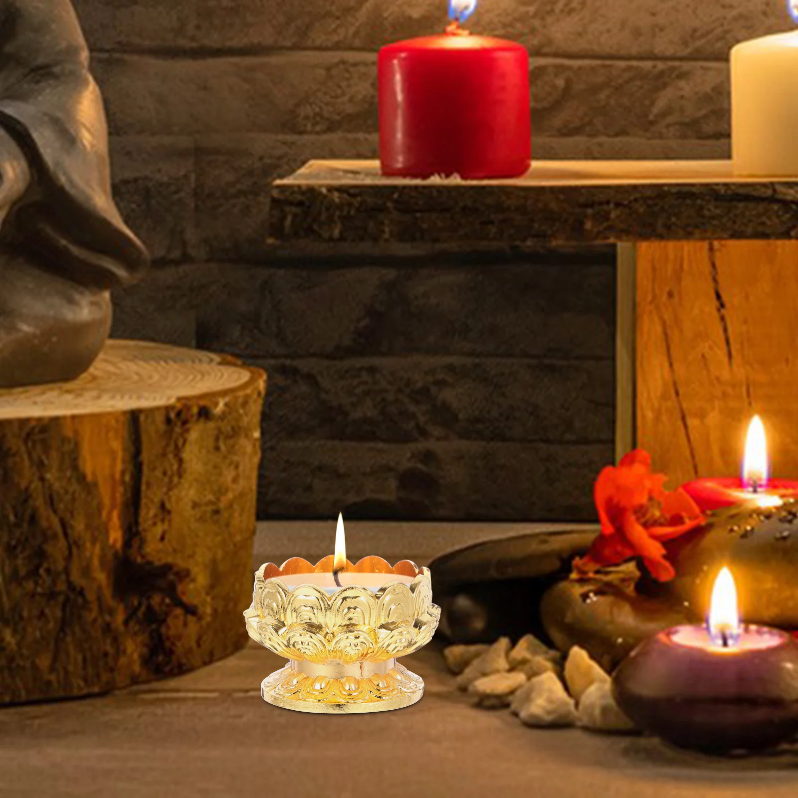 

Alloy Holder Creative Lotus Design Long Lasting Lighting for Temples Diwali Weddings Dinner Parties Lotus Holder