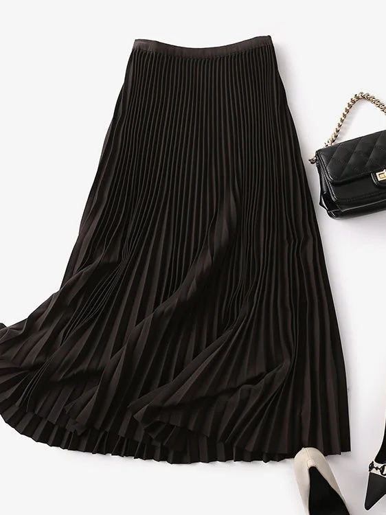 تنورة Faion عالية الخصر بطيات للسيدات Ci Commute تنورة كورية شبه الجسم مع عدم وجود شقوق