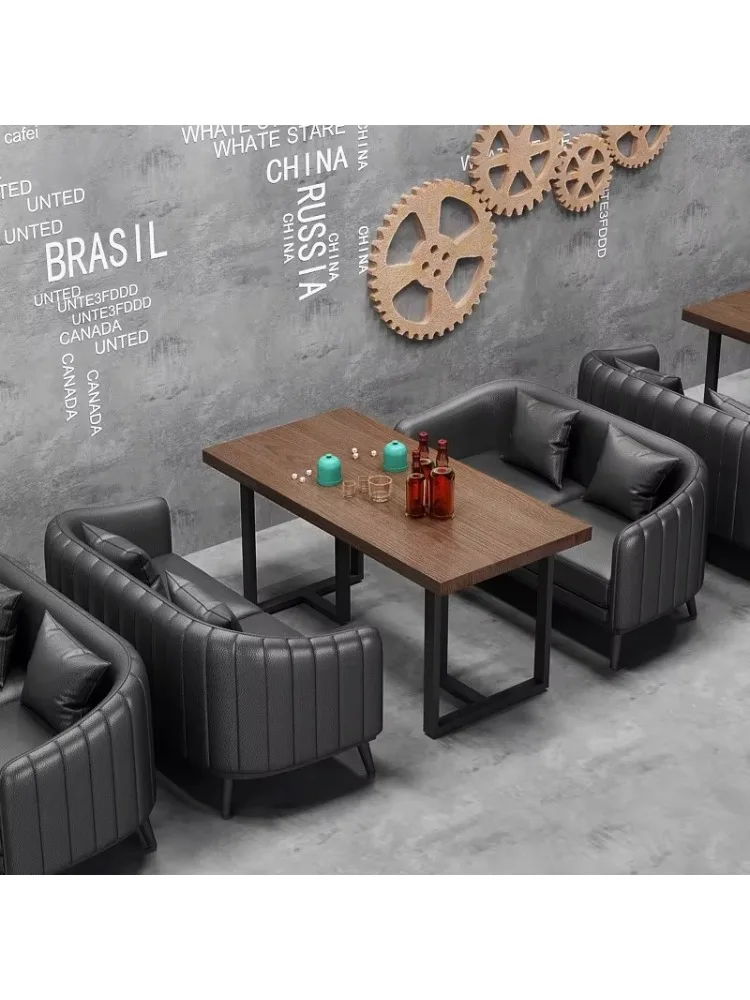 Western restaurant coffee table and chair set card seat, catering hot pot milk tea barbecue table and chair