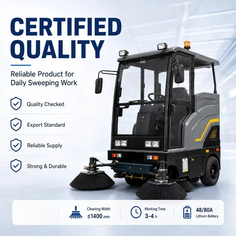 Customized wide cleaning width electric floor sweeper industrial road cleaning device for factory warehouse urban street