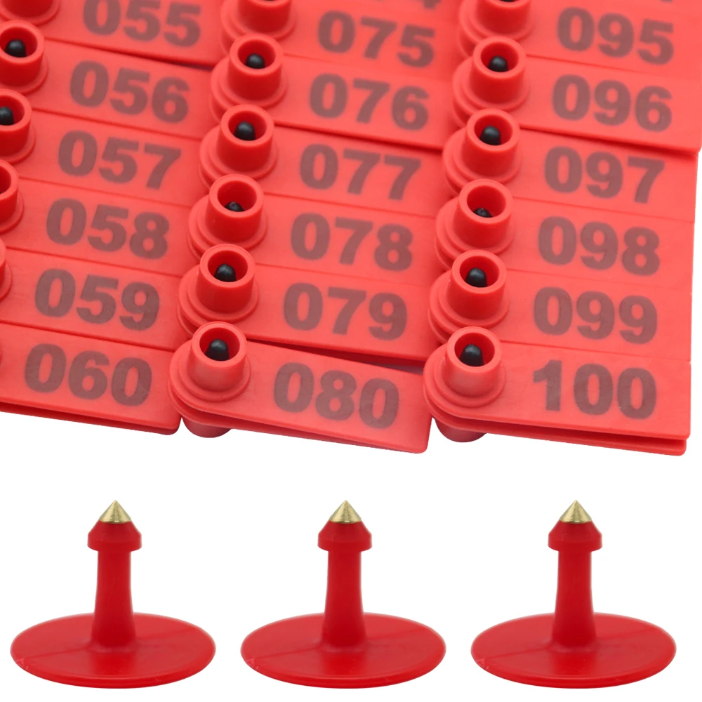 Animal Ear Label Pliers, With Spare Pins And 001-100 Digital Plastic Labels, For Installing Pig, cattle And Sheep Ear Labels