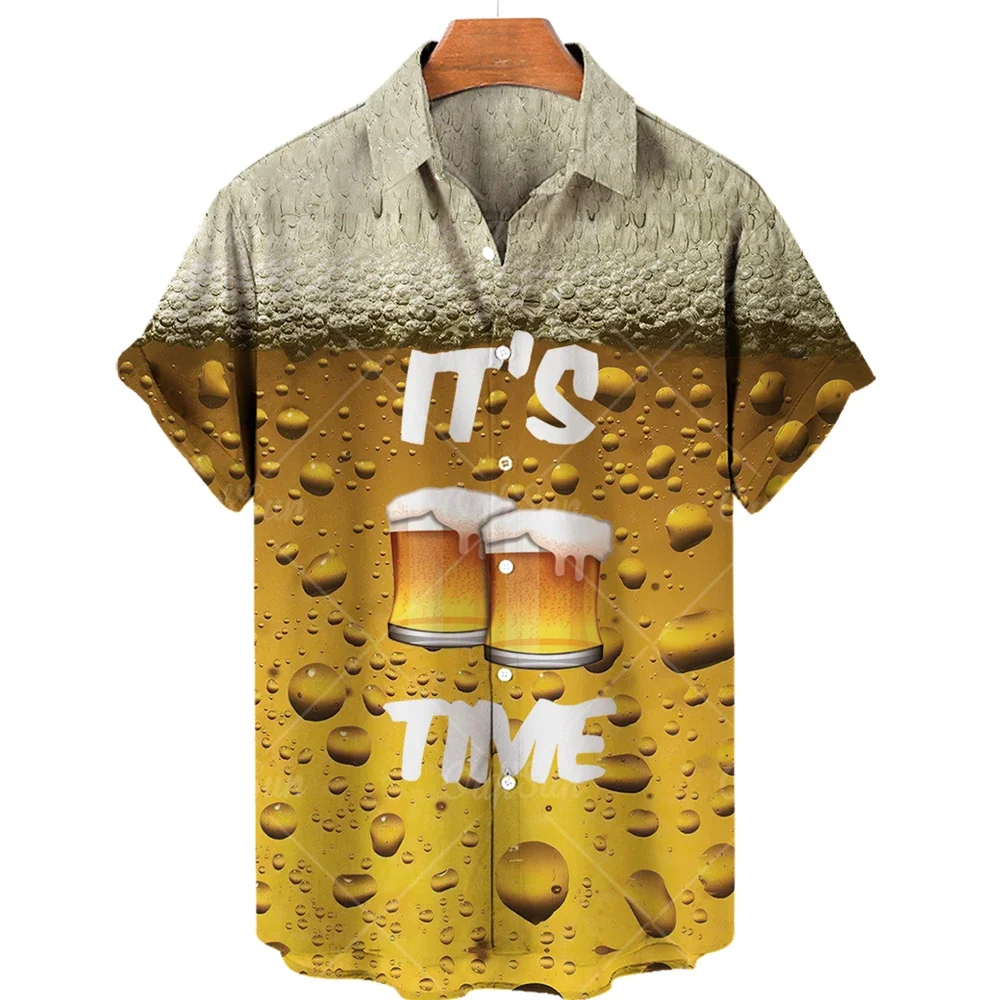 Men\'s Shirts Beer Shirts For Men Fashion Hawaiian Shirt Casual Vocation Beach Blouses Holiday Blouse Mens Clothing Camisa Summer