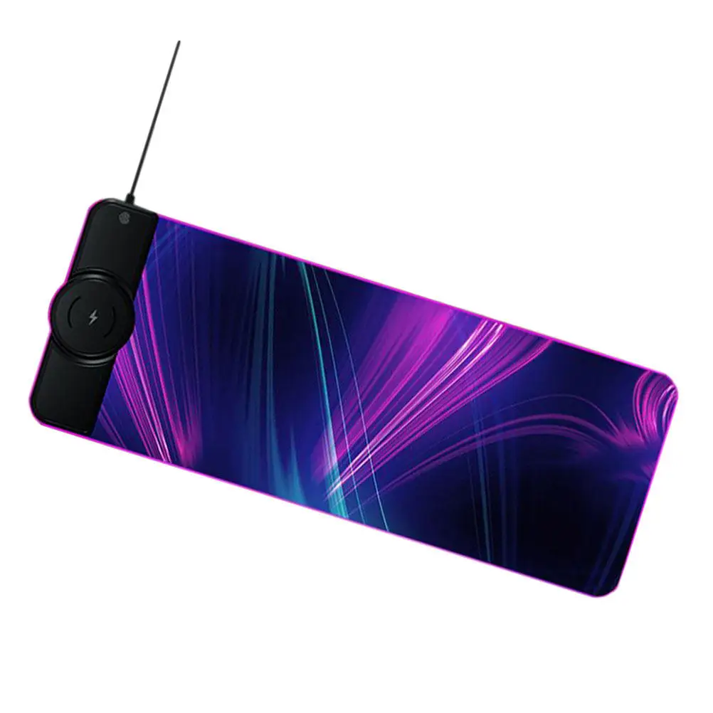 Premium Large Mouse Mat with Integrated Wireless Charging Station Rgb Lighting Non-Slip Base for Gaming Setup Keyboard Mouse and