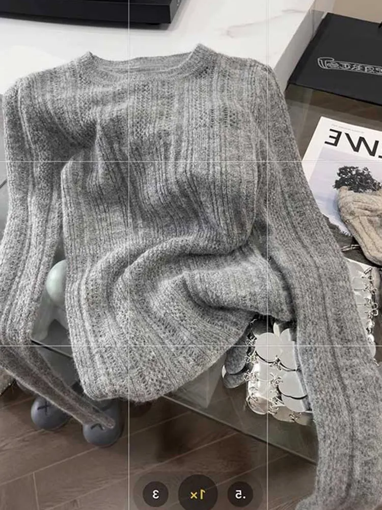 

Ladies' Comfortable Long Sve round Ne Knitted Sweater Woolen Casual Sle Faionable Slimming Autumn New Arrival