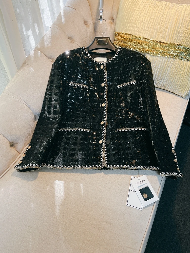 Retro Briti Allentato Casual da donna con paillettes in puro colore cappotto ort poliestere cotone fibra riciclata lunga Sve roun...