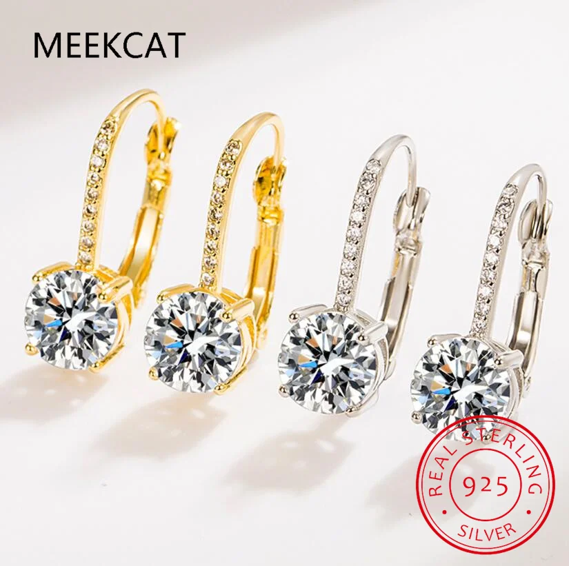 Trendy 14K Gold Plated Earrings 2023 Silver Hoops 925 Dangle Earrings for Women Lever Back Moissanite Earring Drop Girls Jewelry