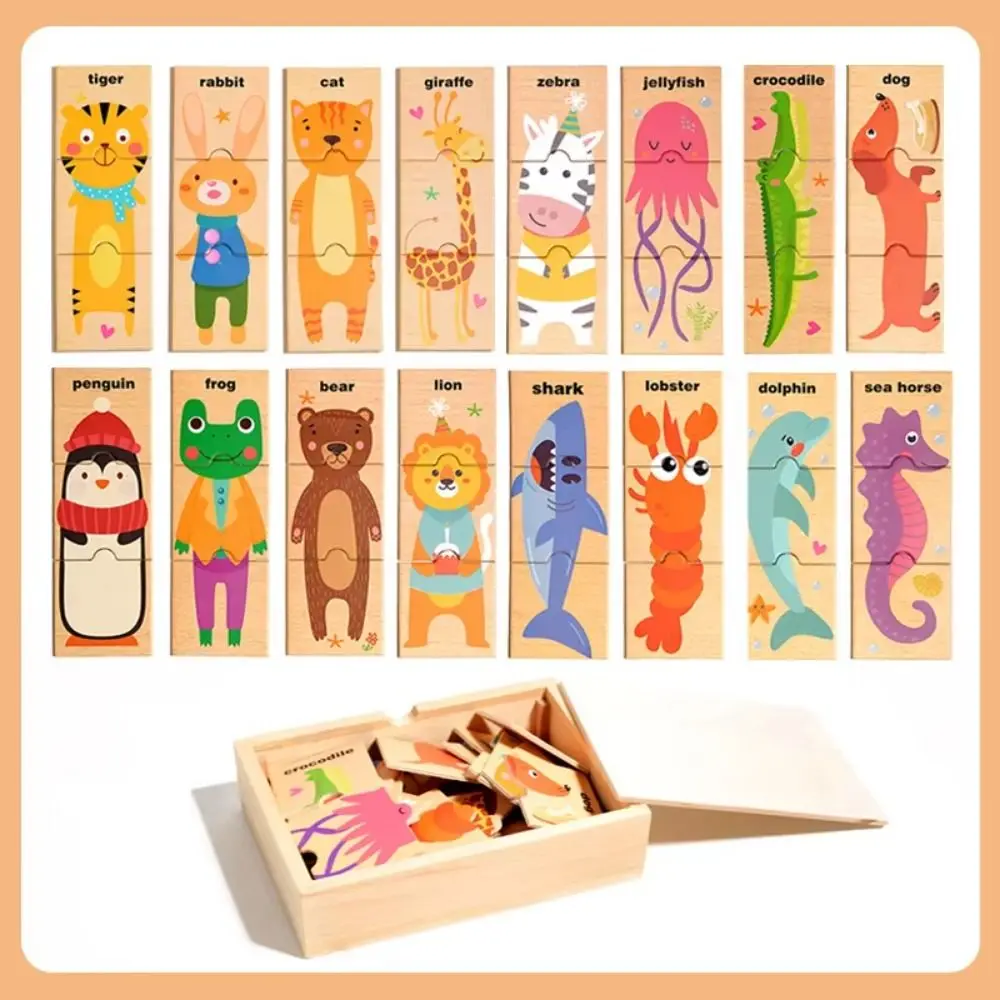 Wooden Material Kids Wooden Puzzle Cartoon Design Tangram Shape Animals Puzzle Game Jigsaw Type Educational Function
