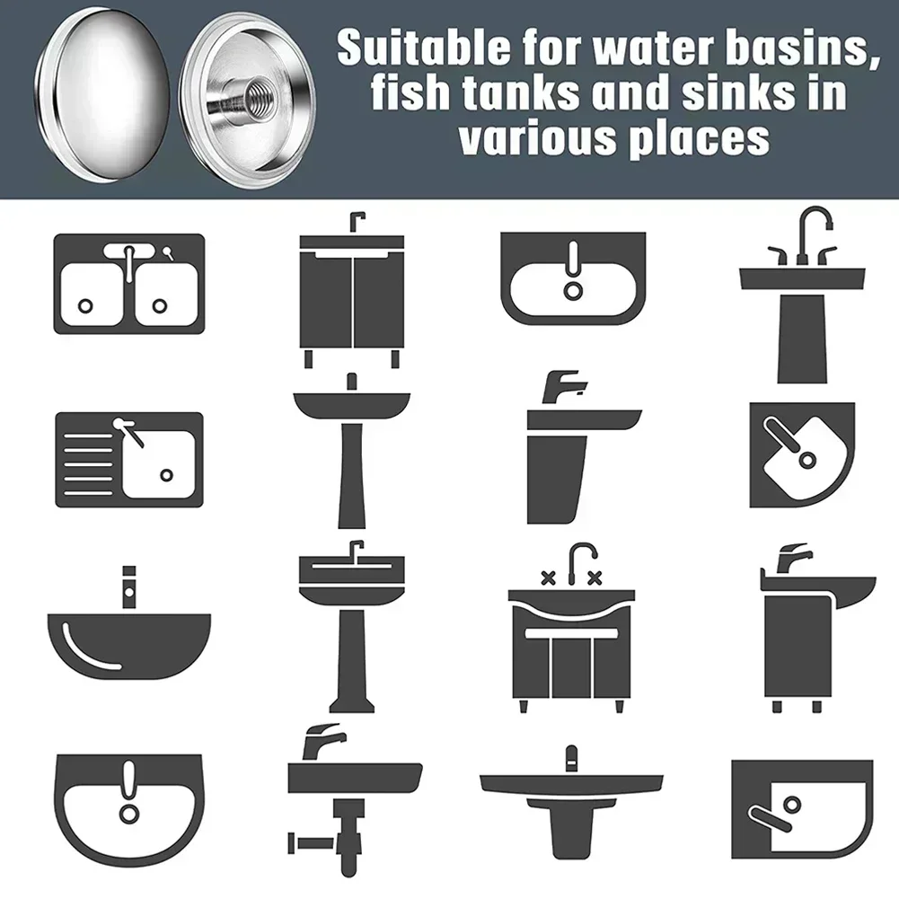 38mm Replacement Sink Basin Waste Plug Cap Easy Pop-Up Click Clack Chrome Finish Brass Bathroom Basin Sink Bathtub Plugs Kitchen
