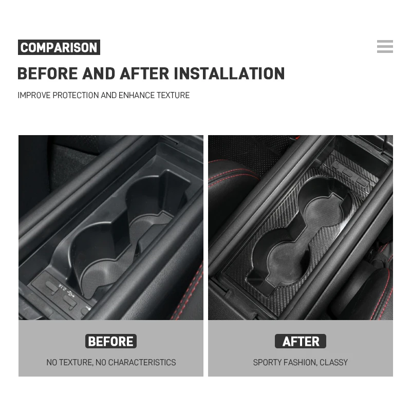 Real Carbon Fiber Car Center Control Water Cup Panel Trim Frame Sticker Accessories For Toyota GR86 86 For Subaru BRZ 2022-2024