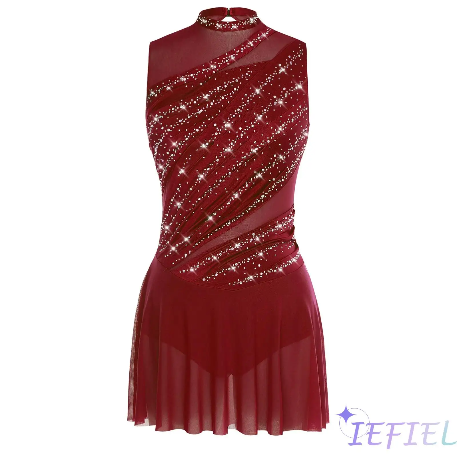 

Женский костюм для латинских джазовых танцев со стразами, лирическое платье чачи без рукавов и открытой спины со складками для сценических выступлений, соревнований