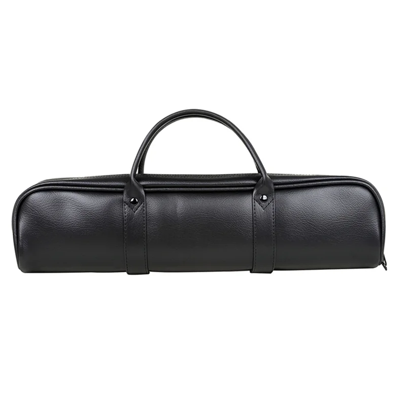 -ABKM 16-Hole High-End Flute Bag Black Leather Flute Bag Flute Box Flute PVC Leather Box Set Woodwind Instrument Accessories Par