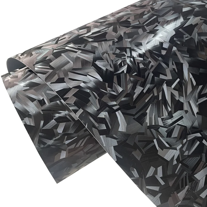 PET Black Forged Carbon Fiber Vinyl Wrap Film Rolle Selbstklebende Automotive Auto Aufkleber Aufkleber Verpackung mit Bubble Air Release