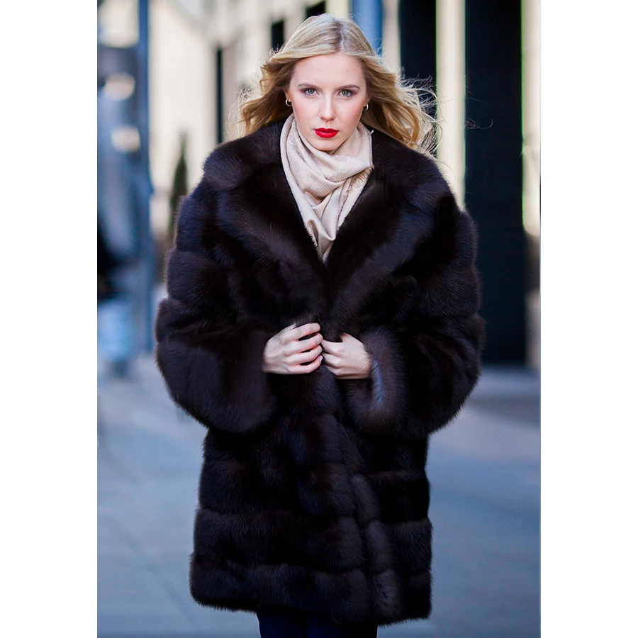 

New Women Winter Real Fox Fur Coat Female Warm Clothes Long Luxury Fur Coat High Quality Best Seller
