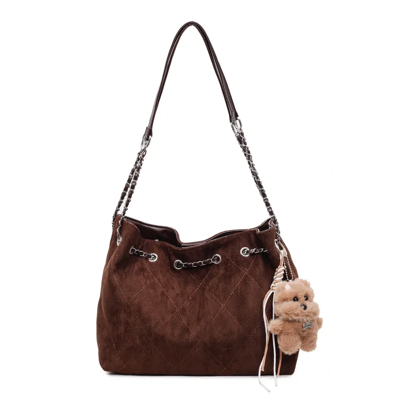 

2025 Women's Chain Strap Bucket Bag, Genuine Leather Multi-way Shoulder Crossbody Purse, Large Capacity Tote for Work Commute