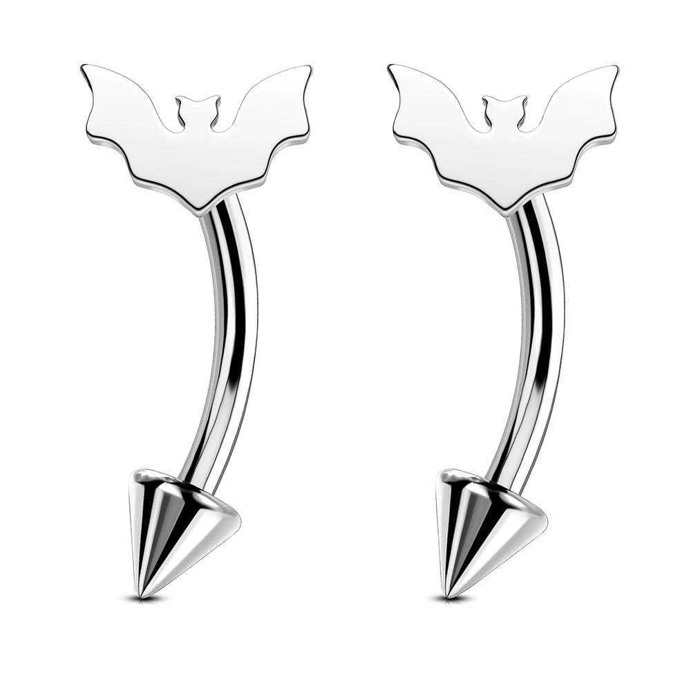 2pcs 16G Bat Rook Eyebrow Ring Vertical Labret Lip Piercing