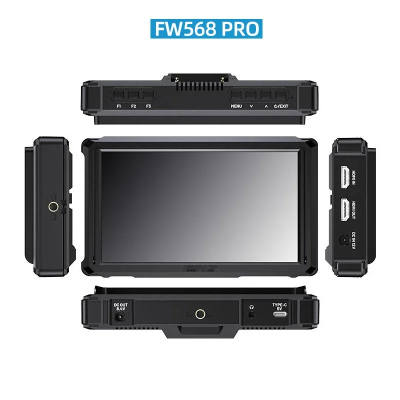 Monitor polowy do kamery FW568 PRO, 1200 nitów, 6 cali, Full HD, dotykowy ekran, monitor kamery 4K HDMI, 3D LUT, peaking focus do DSLR