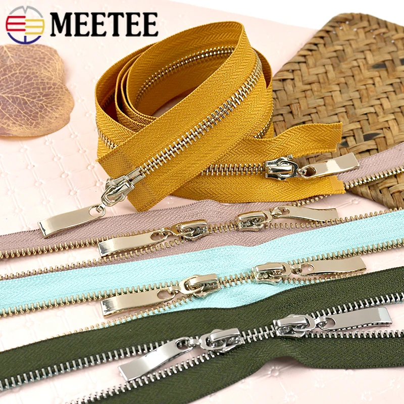 

80-120cm 5# Metal Zippers Double Slider Coat Jacket Replace Zipper Handbags Luggage Closure Zips Repair Kits Sewing Accessories