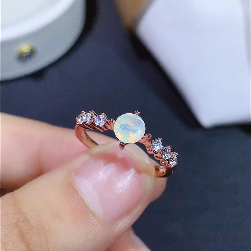 

100% Natural Opal Rings Sterling 925 Silver for Women Sparkling Gemstone Anniversary Party Classic Fine Jewelry Gift Collier