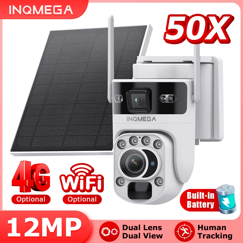 12MP 50X Zoom Dual Lens 4G SIM Solar Camera WIFI Outdoor Surveillance PTZ Human Detection Recording Security Night Vision Camera